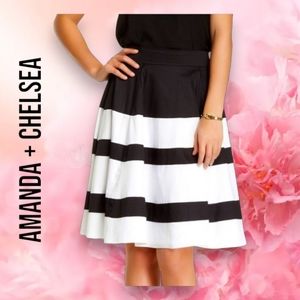NEW Women's Amanda and Chelsea Black & White Cotton A-line Skirt Size: 4